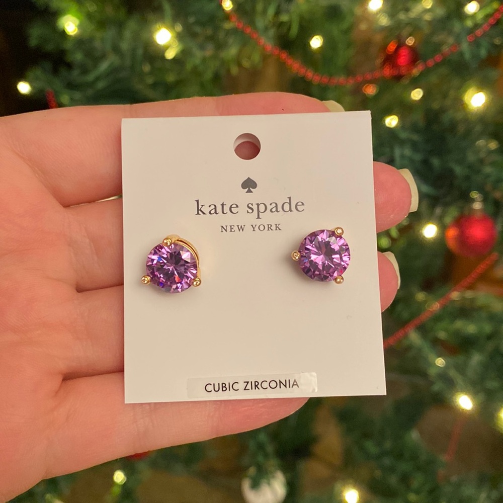 NWT Kate Spade Cubic Zirconia Amethyst Earrings